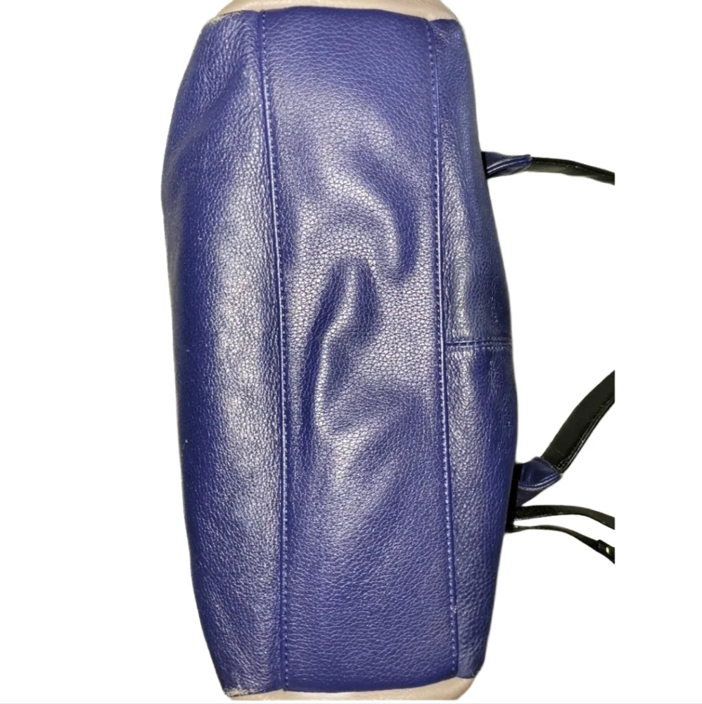 Perlina New York Soft Leather Hobo Bag Blue and Gray Colorblock